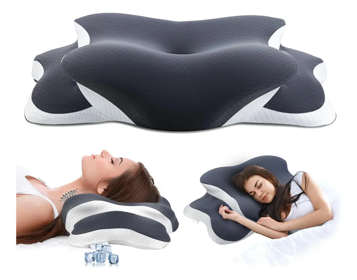 Almohada CervicalGel 360 ❄️ — Tecnología Fría + Soporte Ortopédico Toda la Noche + Par De Tapones De Silicona Para Dormir (Gratis)