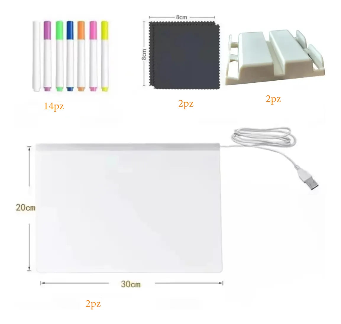 Kit Dibuja y Brilla ✨🎨 · Pizarra Mágica LED 2x1 para Niños