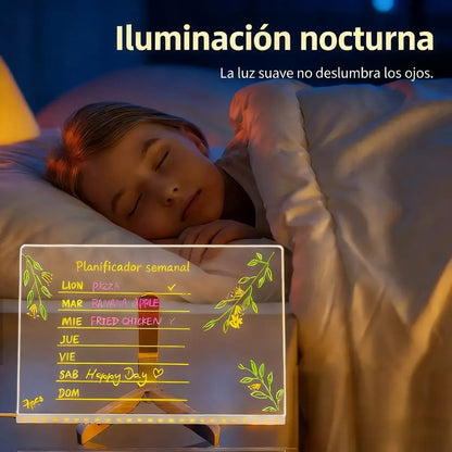 Kit Dibuja y Brilla ✨🎨 · Pizarra Mágica LED 2x1 para Niños