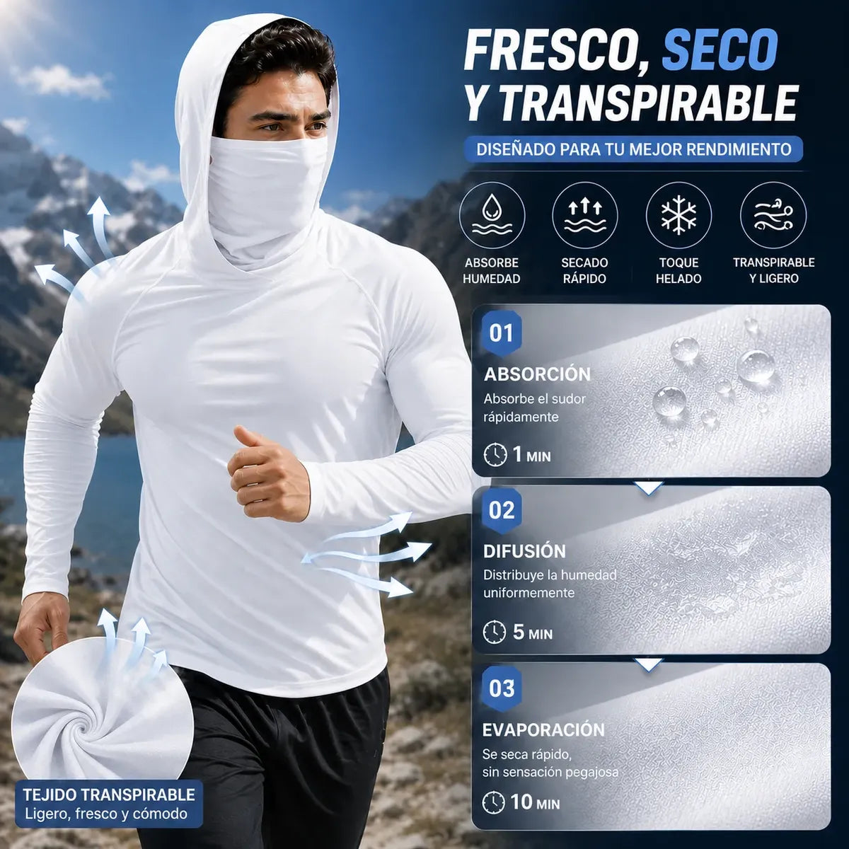 Escudo Solar 3en1 ☀️🛡️ — Camiseta con Capucha y Tapabocas
