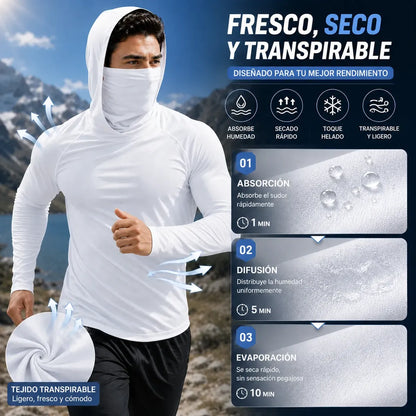 Escudo Solar 3en1 ☀️🛡️ — Camiseta con Capucha y Tapabocas