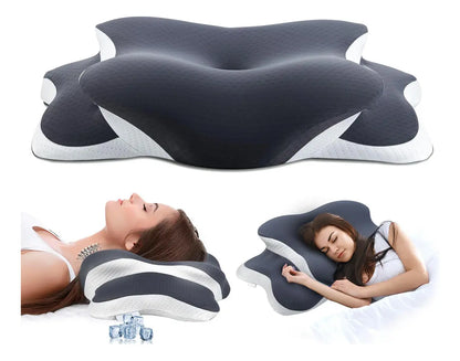 Almohada CervicalGel 360 ❄️ — Tecnología Fría + Soporte Ortopédico Toda la Noche + Par De Tapones De Silicona Para Dormir (Gratis)