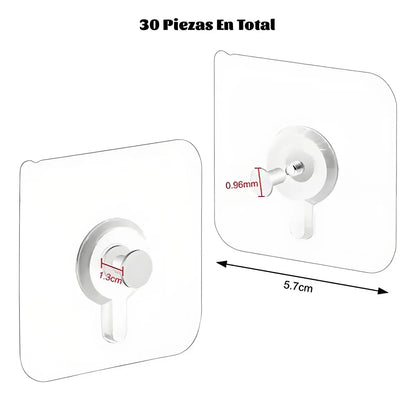 Pack Adhesivo Pro 🔒📦 — 30 Ganchos Impermeables para Baño, Cocina y Más