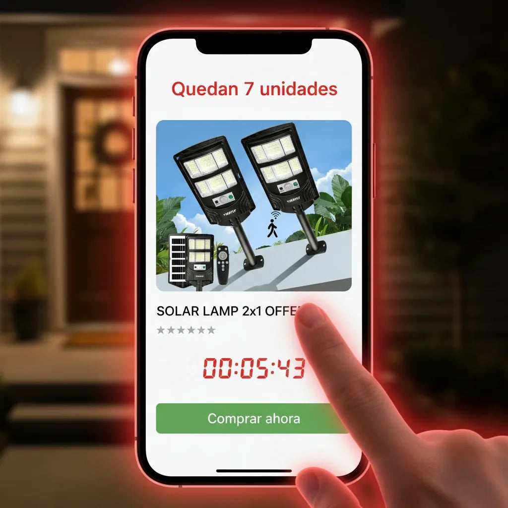 Lámpara Solar 2x1 - oferta 2x1 con contador de urgencia en celular