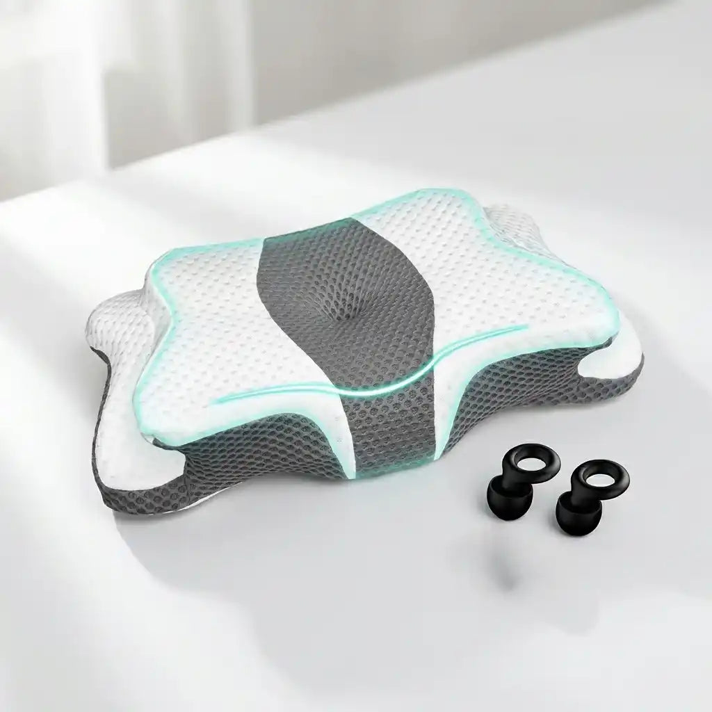 Almohada CervicalGel 360 ❄️ — Tecnología Fría + Soporte Ortopédico Toda la Noche + Par De Tapones De Silicona Para Dormir (Gratis)