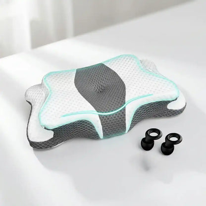 Almohada CervicalGel 360 ❄️ — Tecnología Fría + Soporte Ortopédico Toda la Noche + Par De Tapones De Silicona Para Dormir (Gratis)