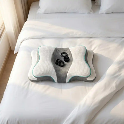 Almohada CervicalGel 360 ❄️ — Tecnología Fría + Soporte Ortopédico Toda la Noche + Par De Tapones De Silicona Para Dormir (Gratis)