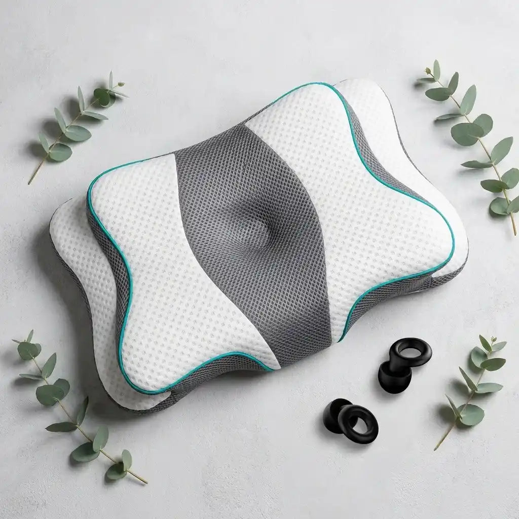 Almohada CervicalGel 360 ❄️ — Tecnología Fría + Soporte Ortopédico Toda la Noche + Par De Tapones De Silicona Para Dormir (Gratis)