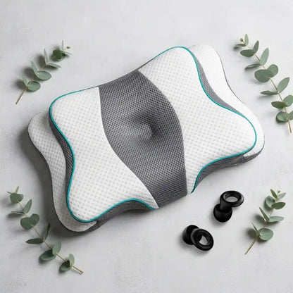 Almohada CervicalGel 360 ❄️ — Tecnología Fría + Soporte Ortopédico Toda la Noche + Par De Tapones De Silicona Para Dormir (Gratis)
