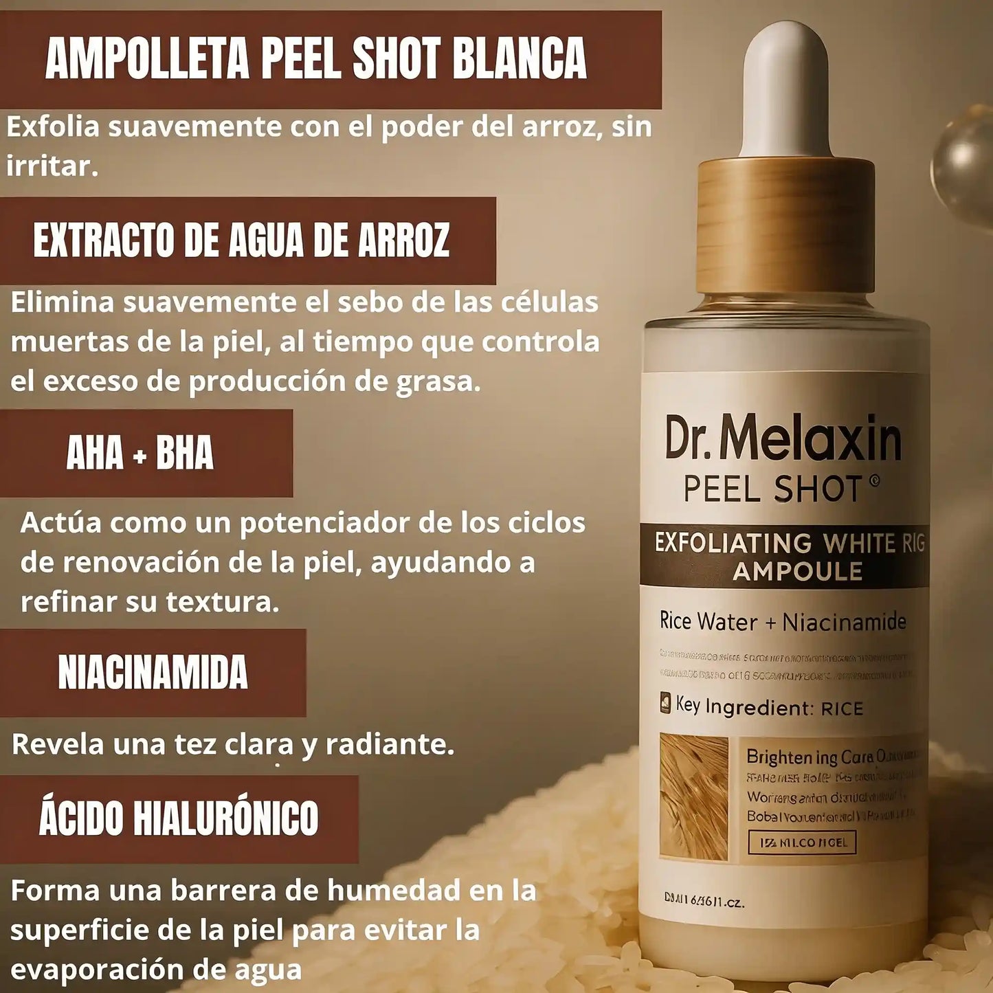 Dr. Melaxin Peel Shot™💎🧴 - Exfoliante de Arroz (Kit 2 en 1)