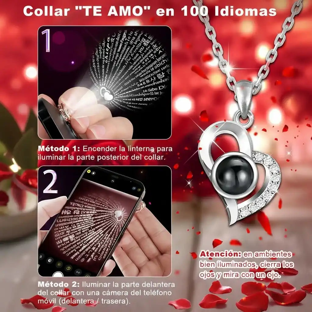 Rosa Eterna En Joyero + Collar Te Amo💝