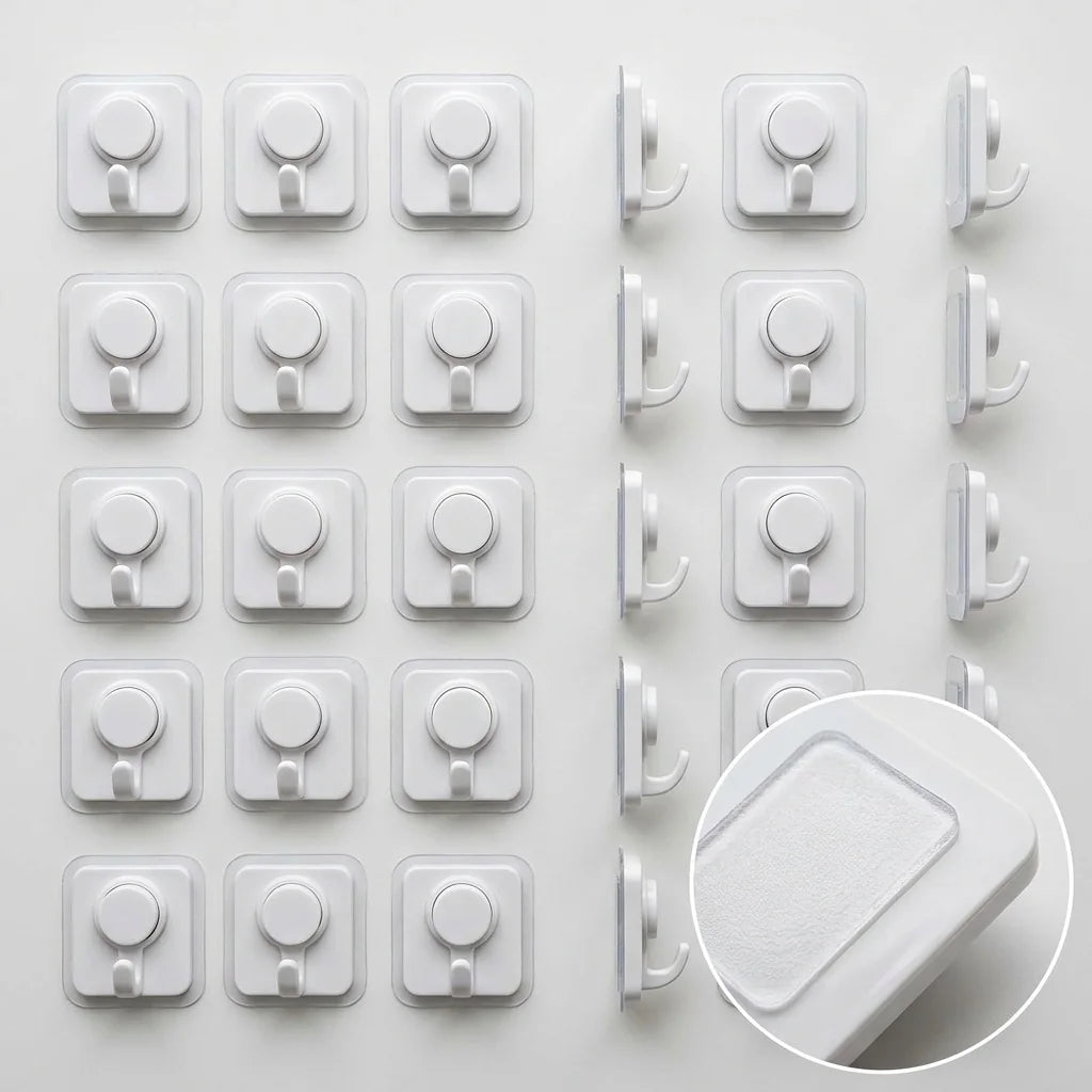 Pack Adhesivo Pro 🔒📦 — 30 Ganchos Impermeables para Baño, Cocina y Más