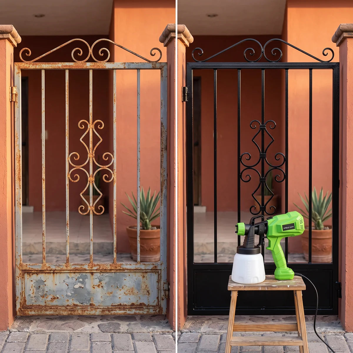 Antes y después: reja oxidada pintada con PintaPro
